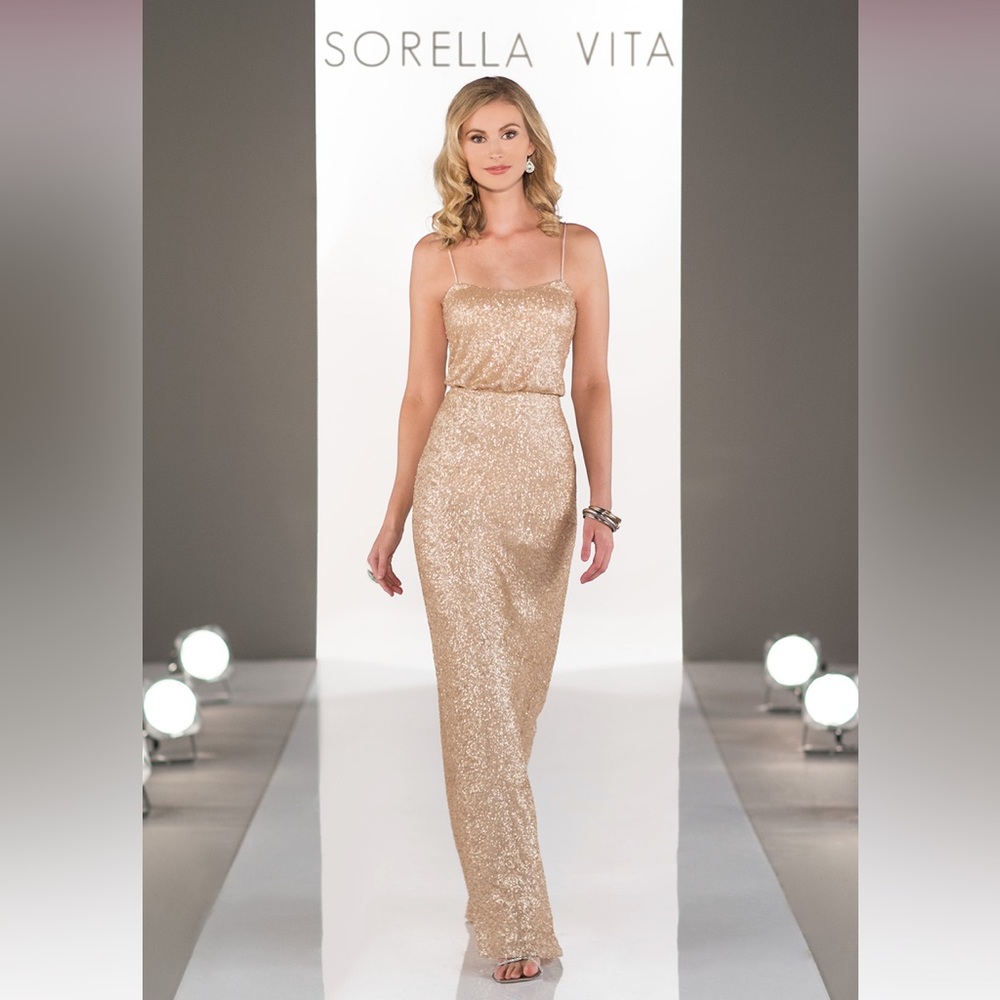 Sorella Vita silver sequin bridesmaid dress